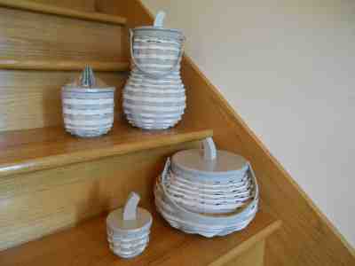 Longaberger Pumpkin & Gourd Baskets Gray & White Set of 4! *shipping included!*