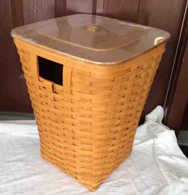 NEW 2017 WARM BROWN Hamper Waste Basket Lid & PROTECTOR Laundry Longaberger B