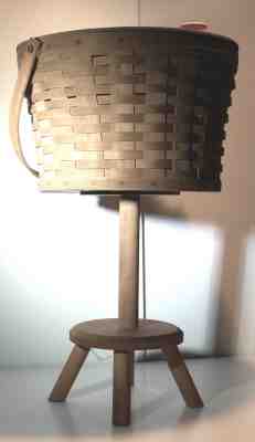 Vintage Longaberger Sewing Basket On Stand Dated 1986 Leather Hinges Excellent!