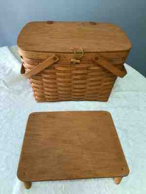 Longaberger 1992 Large Picnic basket with protector and riser *FREE SHIP*