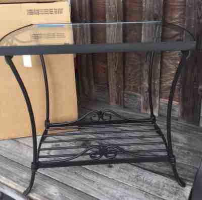  Longaberger Wrought Iron Library table w Glass Top Mint In Box USA MADE