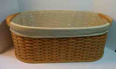 Longaberger 2001 Large Oval WorkLoad Basket w/ Oatmeal Liner & Protector