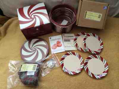 Tree Trimming PEPPERMINT TWIST Basket Lid Protector Liner 4 COASTERS Longaberger