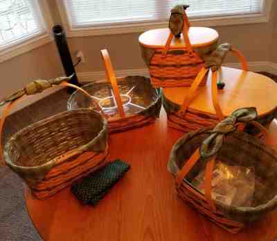 Longaberger 5 Basket Lot Family Traditions Collection Complete Set W/Extras 