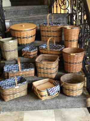 Longaberger Complete (12) Lot JW Basket Collection 1985-1994 Plus Extras. NICE!