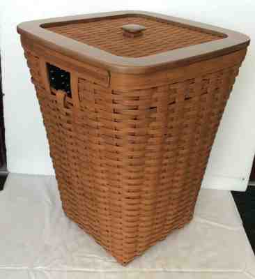 RICH BROWN Laundry Hamper Waste Basket Lid & Protector Longaberger