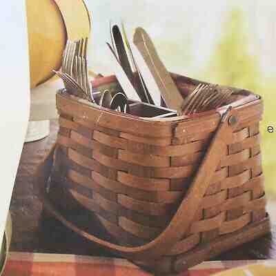 Rich Brown Longaberger Utensil Basket Protector Wood Divide New Silverware Brush