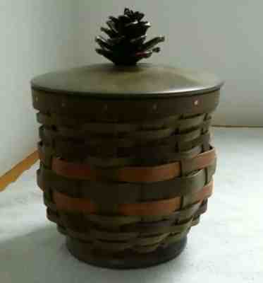 Longaberger American Craft Traditions Woodland Basket, Protector, Pine Cone Lid 