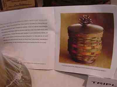 LONGABERGER COLLECTORS CLUB AM. CRAFTS TRAD. WOODLAND BASKET, LID, PROT SET MIB