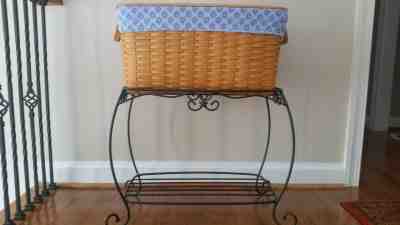 Longaberger2000 Hope Chest Basket,Wood Lid,Liner & Wrought Iron Stand-NEVER USED