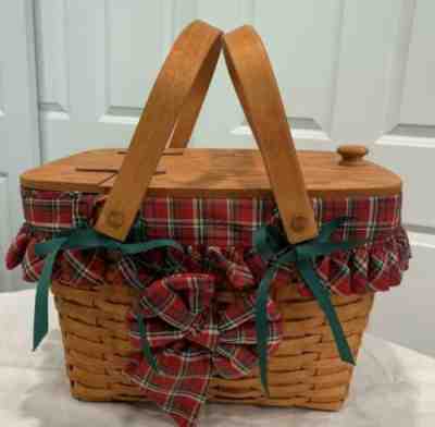 1992 Longaberger Hostess Gourmet Picnic Basket Combo 2 Liners & 1 Protector