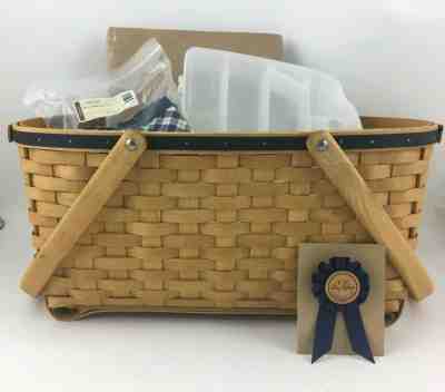 Longaberger 2004 Blue Ribbon Crafting popular Basket With Protector, Liner And Lid