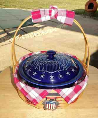 2002 Longaberger All American Pie Basket Casserole Dish Patriotic Set