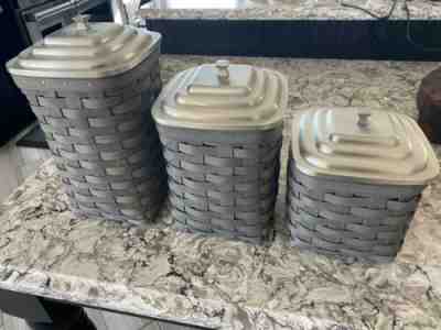 Longaberger 2015 Pewter Square Canister Set - Rare