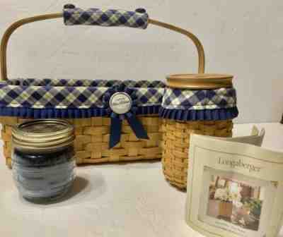 Longaberger 2003 Blue Ribbon Pride Canning Basket +Pride Basket NEW w/candle Set