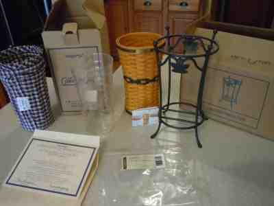 Longaberger JW Miniature Umbrella Basket Wrought iron stand Liner Pro with boxes