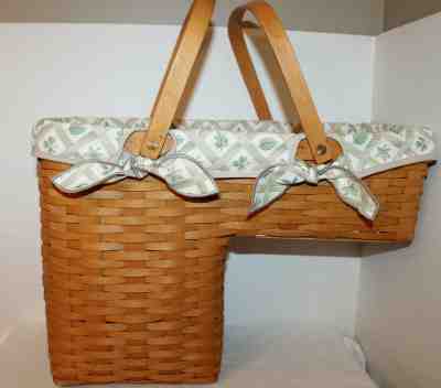 1995 LONGABERGER ODDS & ENDS BASKET, PROTECTOR,  NEW FABRIC, STAIR, STEP IT UP