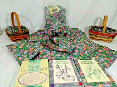 Longaberger Easter Lot 4 Placemats Napkins Apron Baskets Tie 3 Cookie Molds NEW!