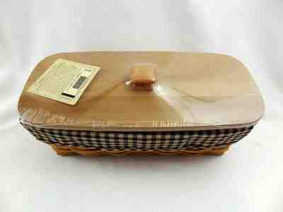 Longaberger Envelope Basket Khaki Check Liner Stacked Protector Divider Lid