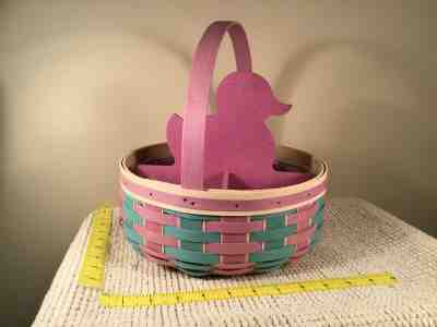 Longaberger 2016 Easter Light Blue and Lavender Basket, Wooden Duck & Protector