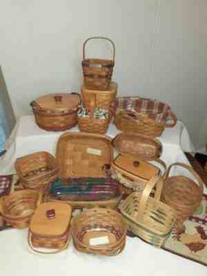 Longaberger Basket Lot Vintage 1980-2007 Lids Protectors Liners 