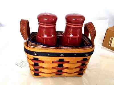 Proudly American Patriotic Basket Protector Liner Salt Pepper Longaberger NEW