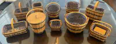 Longaberger JW Miniatures Collector's Baskets Lot of 10 1996-2003 Liners&Protect