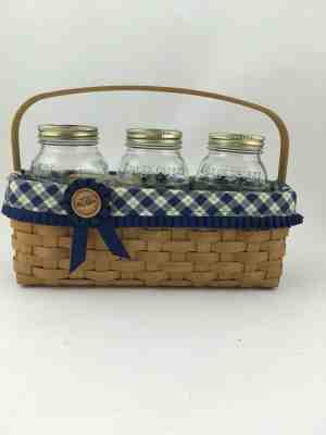 Longaberger 2003 Blue Ribbon Pride Canning Basket Combo w 3 Jars TO