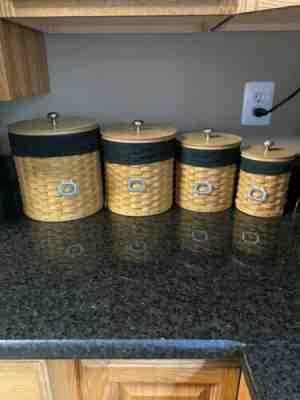 Longaberger Basket Kitchen Canister Complete Set EUC