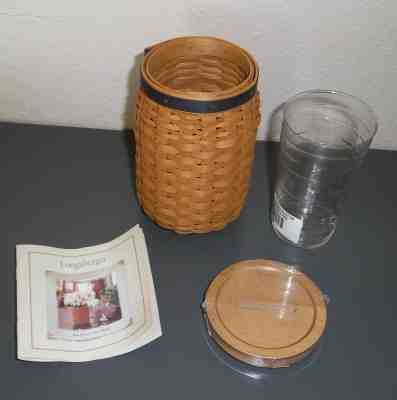 Longaberger BLUE RIBBON PRIDE SET ~ Warm Brown Basket & BANK Lid & Protector '03