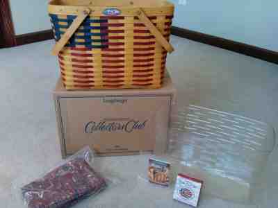 1998 Longaberger 25th Anniversary Flag Basket NIB NEVER USED NEVER DISPLAYED