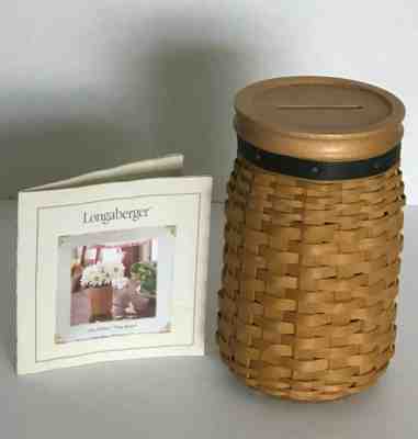 Longaberger 2003 Blue Ribbon Pride Basket Protector Coin Bank Lid Warm Brown