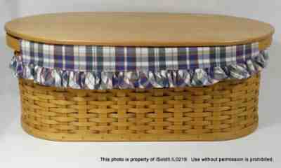 2003 LONGABERER LARGE WORKLOAD BASKET W/ LID, PLASTIC PROTECTOR, LINER