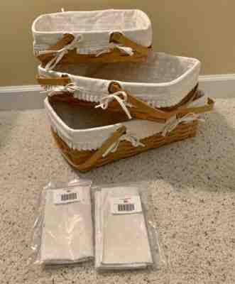 Longaberger Large Medium Small Gathering Basket Combos and 2 matching Napkins