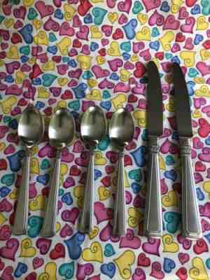 LONGABERGER RARE FLATWARE USA 4 SPOONS & 2 KNIVES EXTRA FROM PLACE SETTINGS!!