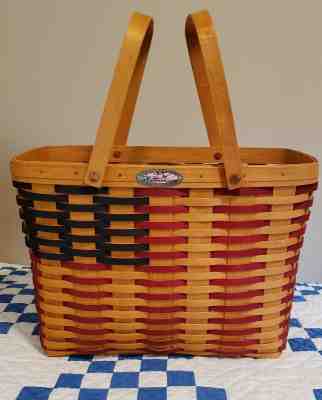 Longaberger 1998 25th Anniversary Collectors Club Flag Basket Set NIB