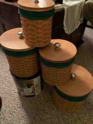 Longaberger Basket 20 Piece Canister Set With 4 Green Liners...