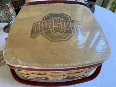 LONGABERGER  OSU CAKE BASKET Brand LID Scarlet Gray Ohio State NCAA Go Bucks!