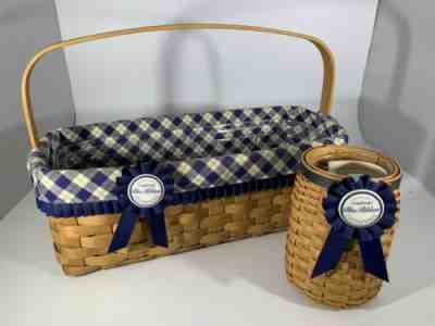 Longaberger Blue Ribbon Canning And Pride Basket Both With Liner Pro And Tie-on