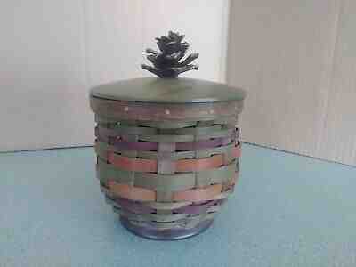 Longaberger American Craft Traditions Woodland Basket, pinecone lid, & protector