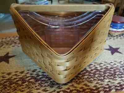 Longaberger Spin Organizer/Lazy Susan Basket w/ 2 Protectors