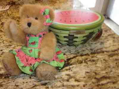 LONGABERGER  RARE  COLLECTORS CLUB WATERMELON BASKET BOYDS BEAR SET 