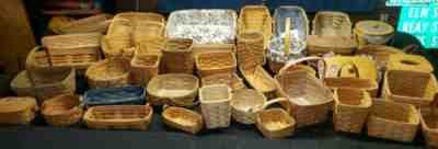  Longaberger 40+ Baskets, Protectors, Fabric Liners, Lids, Tie ons Mixed Lot 
