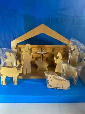 LONGABERGER Christmas NATIVITY Set 10 PC MAPLE WOODCRAFTS RETIRED  