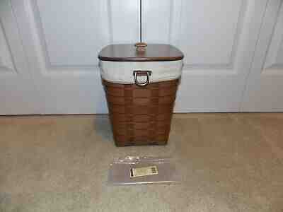 Longaberger Small Waste Basket w/Custom Liner Insert & Crimson