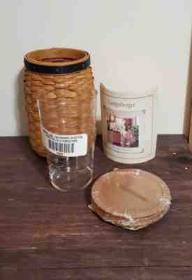 Longaberger BLUE RIBBON PRIDE SET ~ Warm Brown Basket & BANK Lid & Protector '03