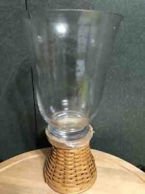 LONGABERGER ETCHED GLASS HURRICANE WITH PEDESTAL BASE-NEW