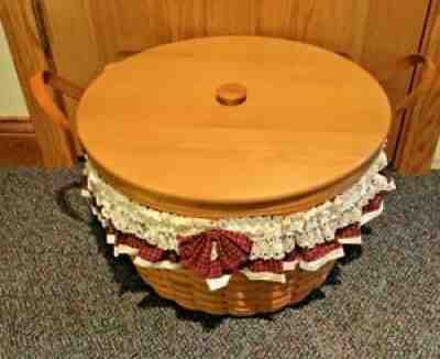 Longaberger Work Around / Pot of Gold XL Bushel Basket w Garter Protector & Lid