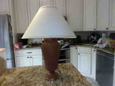 LONGABERGER RARE WOVEN TABLE LAMP DARK STAIN LAMPSHADE