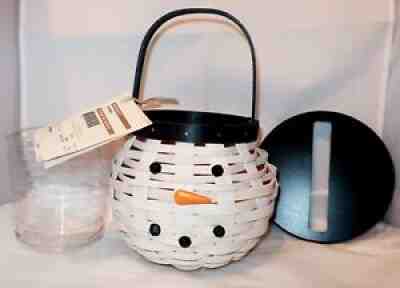 Longaberger RARE 2012 LIDDED SNOWMAN FACE TOPHAT BASKET COMPLETE SET NEW MINT